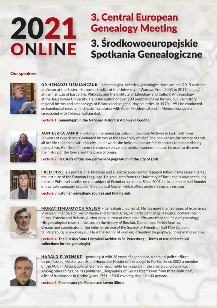 3. Central European Genealogy Meeting 2021 bios